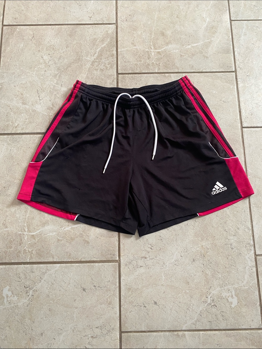 Adidas Black White Pink Track Shorts Medium